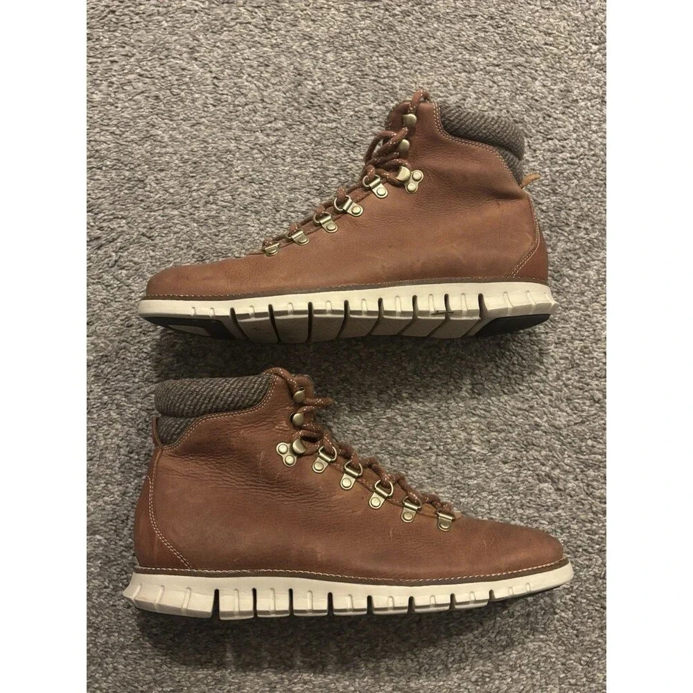 Cole Haan Mens Zerogrand Hiker Boot Size 10 M Water Resistant Tan Leather LaceUp